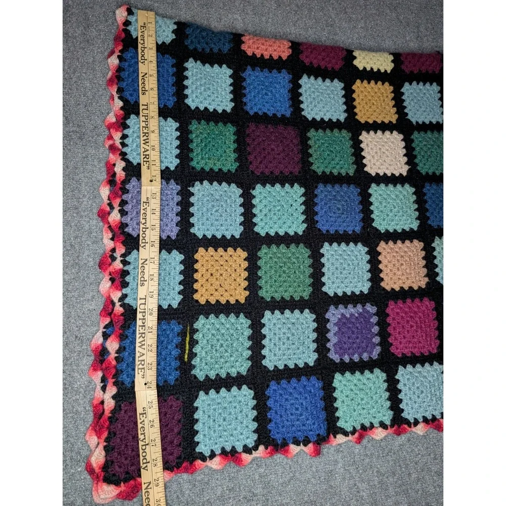 Handmade‎ Crochet Granny Square Bed/ Sofa Couch Runner 58x38 Multicolored READ